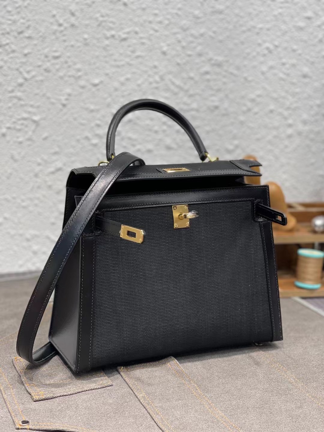 에르메스 켈리백25 클래식 블랙 금장